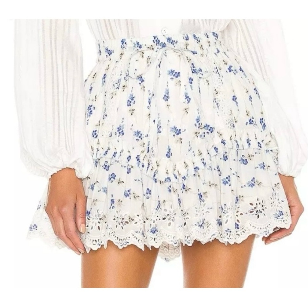 LoveShackFancy Becca Skirt Brilliant Blue Floral Sorority Cottage Core Romantic